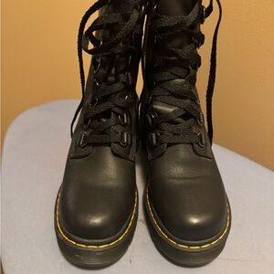 Dr. Martens Black Combat Boots with Yellow Accents